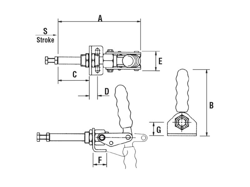 Brauer H50 1B toggle clamp droit de base de broche réglable 